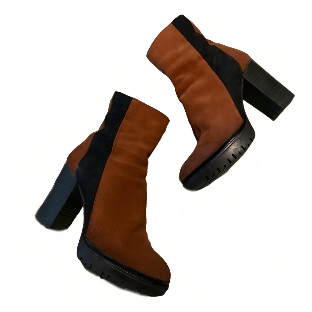 Eric Michael Felmini Janice Suede Platform Ankle Boots Size 37 / Size 6.5 - Picture 1 of 4
